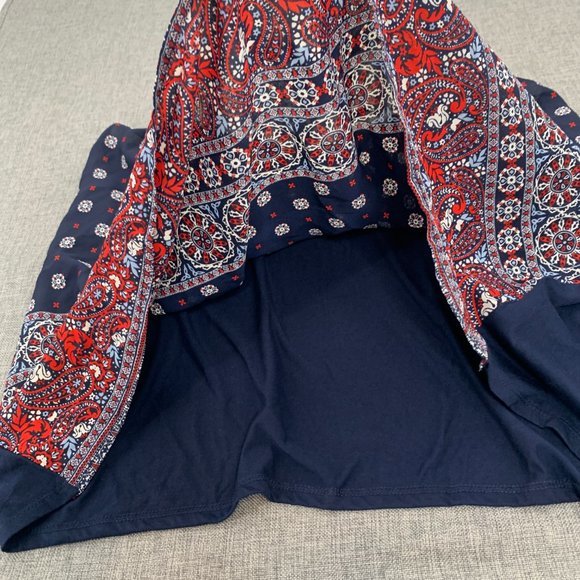 Altar'd State Boho Blouse Asymmetrical Sleeveless Top Paisley Print Tassel Front - Picture 7 of 14